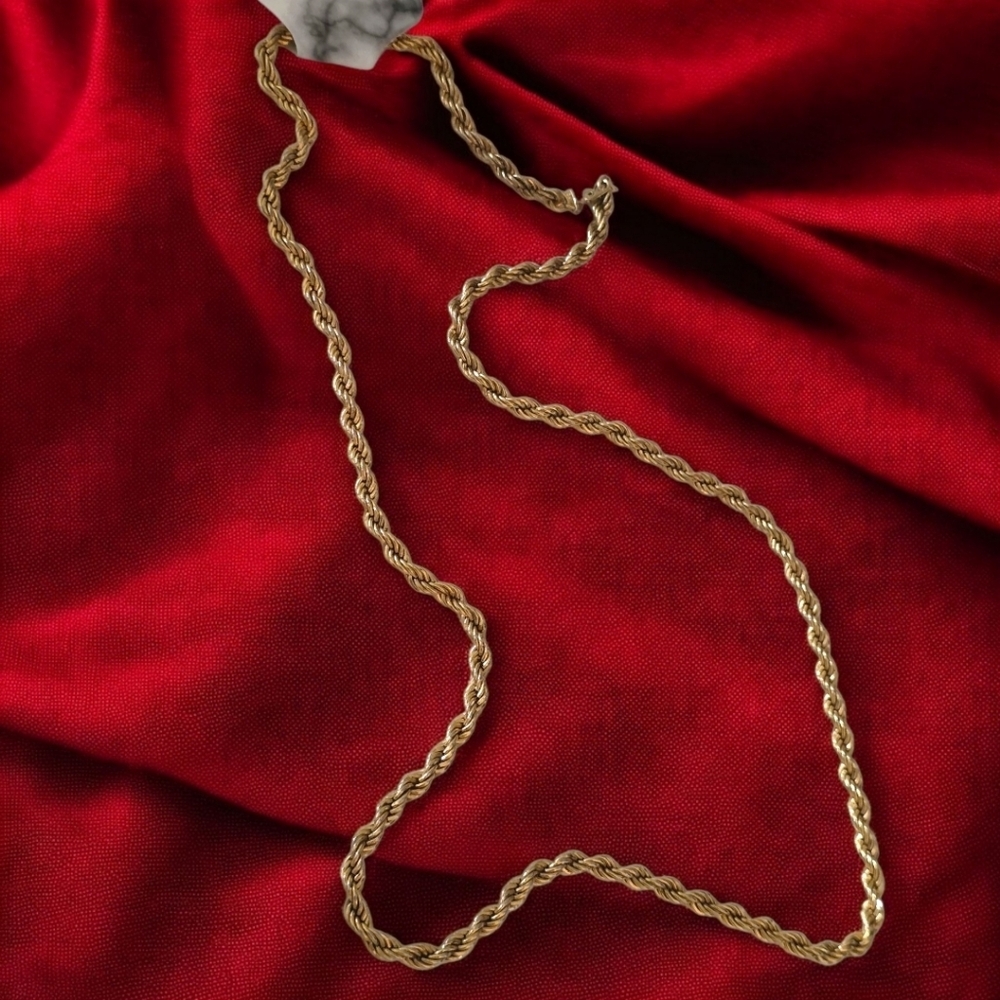 Vintage Monet Gold Rope Chain Necklace — Classic Twisted Chain, 1970s–1980s - Picture 1 of 16